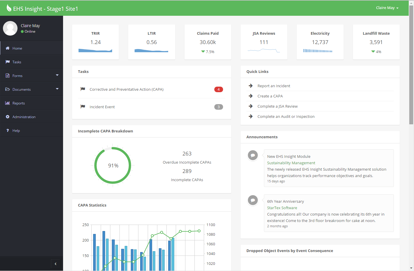 screenshot of EHS Insight